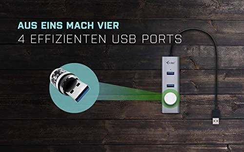 I-tec Metal U3HUBMETAL403 sąsajos šakotuvas USB 3.2 Gen 1 (3.1 Gen 1) Type-A 5000 Mbit/ai Pilka