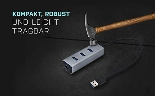 I-tec Metal U3HUBMETAL403 sąsajos šakotuvas USB 3.2 Gen 1 (3.1 Gen 1) Type-A 5000 Mbit/ai Pilka