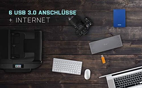 I-TEC USB 3.0 / USB-C Dualdock 1x 5K 2x 4K 60Hz 2x HDMI 2x DP 1x GLAN 6x USB 3.0 1x Audio / Mic Jack Kensington, suderinamas su TB 3