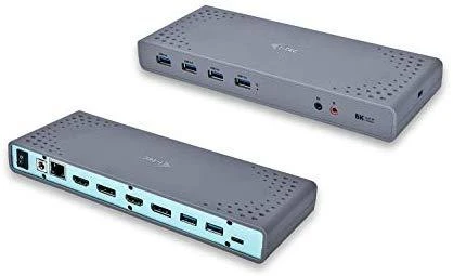 I-TEC USB 3.0 / USB-C Dualdock 1x 5K 2x 4K 60Hz 2x HDMI 2x DP 1x GLAN 6x USB 3.0 1x Audio / Mic Jack Kensington, suderinamas su TB 3