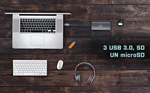 I-TEC USB C metalinis nano dokas 1xHDMI 4K 1xSD kortelių skaitytuvas 1xmicroSDCardreader 3xUSB 3.0 prievadas 1xUSB-C PD suderinamas su T