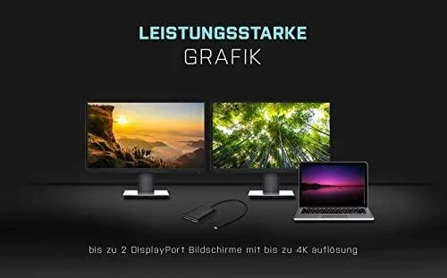 I-TEC USB C prie Dual DisplayPort Video Adapteris 2x DisplayPort 4K Ultra HD suderinamas su Thunderbolt 3