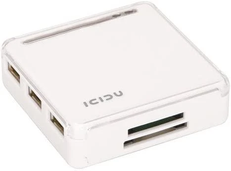 Baltas Icidu USB šakotuvas su SD kortelių skaitytuvu