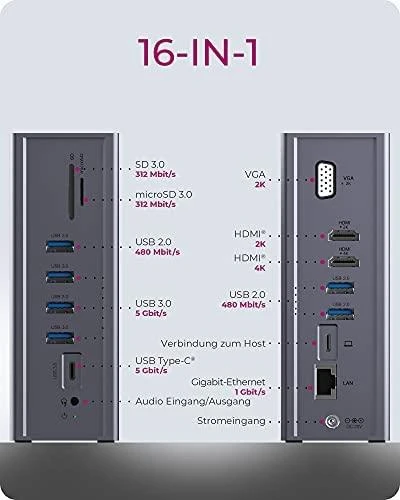 Raidsonic | Icy Box | IB-DK2262AC DockingStation | Dock | Ethernet LAN (RJ-45) jungtys 1 | VGA (D-Sub) jungtys quantity 1 | USB 3.0 (3.1 Gen 1) Type-C jungtys quantity 1 | USB 3.0 (3.1 Gen 1) jungtys quantity 3 | USB 2.0 jungtys quantity 3 | HDMI jungtys quantity 2 | Ethernet LAN | Garantija 24 mėn.