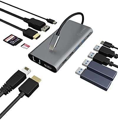 „RaidSonic ICY BOX IB-DK4050-CPD“ prijungimo stotis „12 viename“ C tipo USB dokas su PD 100 W