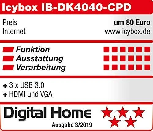 Icy Box IB-DK4040-CPD USB Type-C™ prijungimo stotis su dviem vaizdo sąsajomis | Raidsonic