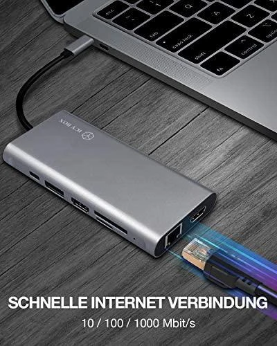 „RaidSonic ICY BOX IB-DK4050-CPD“ prijungimo stotis „12 viename“ C tipo USB dokas su PD 100 W