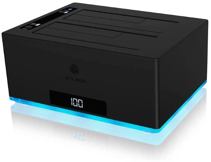 Icy Box kietųjų diskų dokas su būsenos ekranu