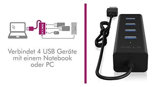 ICYBOX IB-HUB1409-U3 Icy Box 4x Port USB 3.0 Hub, Juodas