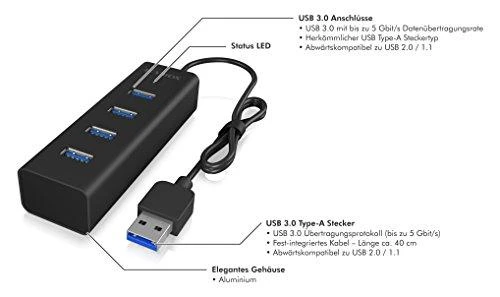 ICYBOX IB-HUB1409-U3 Icy Box 4x Port USB 3.0 Hub, Juodas