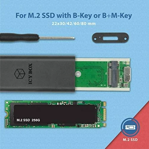 Icy Box Raidsonic | Išorinis USB 3.0 korpusas, skirtas M.2 SSD | IB-183M2 | SATA | USB 3.0 Type-A | Nešiojamas kietojo disko dėklas