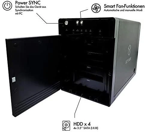ICY BOX IB-3740-C31 USB 3.1 Type-C SINGLE korpusas, skirtas 4x2,5/3,5 colio SATA HDD / SSD diskams