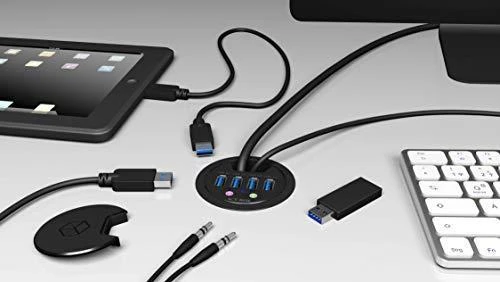 ICYBOX IB-HUB1403A Icy Box Desk Hub 4x USB 3.0, 1x garso įvestis, 1x garso išvestis