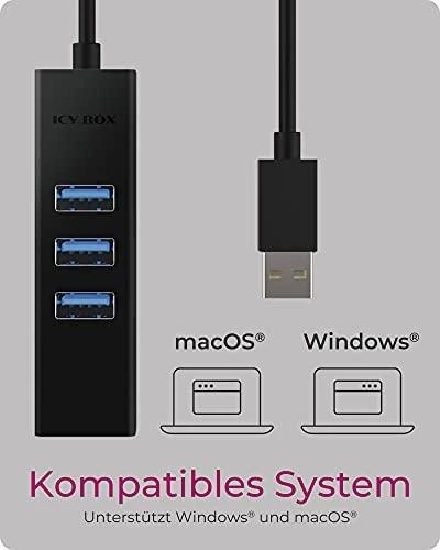 „Raidsonic“ | 4 privatūs įrenginiai, palaikantys USB 3.0 A tipo, C tipo, gigabito LAN | „Icy Box IB-HUB1419-LAN“