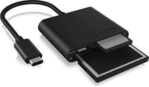 Icy Box RaidSonic ICYBOX USB 3.0 kortelių skaitytuvas Išorinis USB 3.0 Type-C pagrindinio kompiuterio jungtis SD 3.0 UHS-I Juodas