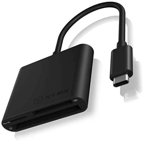 Icy Box RaidSonic ICYBOX USB 3.0 kortelių skaitytuvas Išorinis USB 3.0 Type-C pagrindinio kompiuterio jungtis SD 3.0 UHS-I Juodas