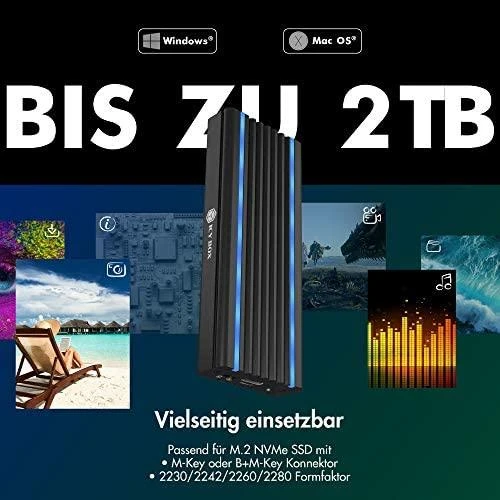 ICY BOX IB-1824ML-C31 USB Type-C korpusas, skirtas M.2 NVMe SSD - RGB apšviesta