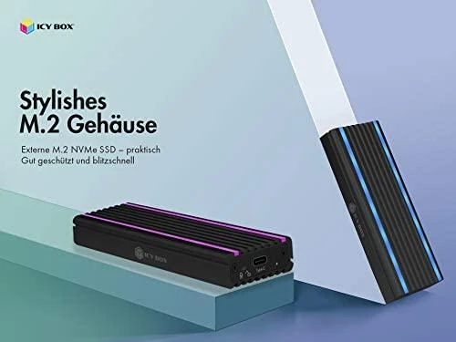 ICY BOX IB-1824ML-C31 USB Type-C korpusas, skirtas M.2 NVMe SSD - RGB apšviesta