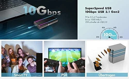 ICY BOX IB-1824ML-C31 USB Type-C korpusas, skirtas M.2 NVMe SSD - RGB apšviesta