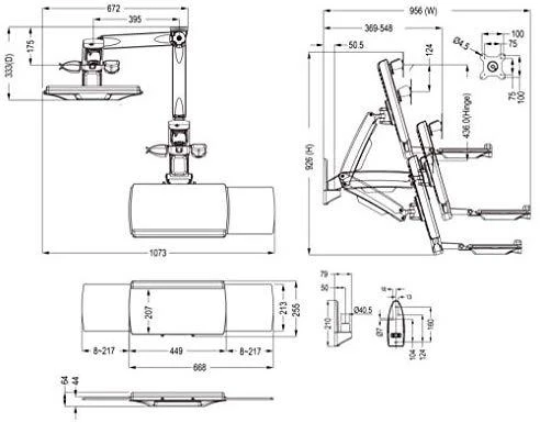 ICYBOX IB-MS600-W Icy Box Sieninis laikiklis iki 24 (61 cm) ekranui su pelė ir klaviatūros darbo vieta