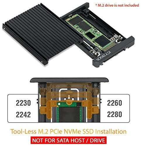 Carruzzo Icy Dock MB705M2P-B saugojimo diskų korpusas SSD korpusas Juoda M.2