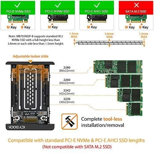 Carruzzo Icy Dock MB705M2P-B saugojimo diskų korpusas SSD korpusas Juoda M.2
