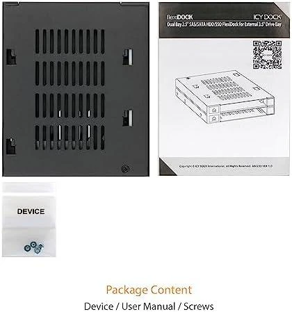 Serveris Icy Dock 2x 2,5 colio SATA / SAS Hotswap flexiDOCK (MB522SP-B)