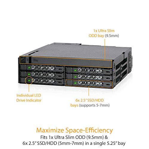 Kieszeń Icy Dock 6x 2.5'' SAS/SATA + itin plonas optinis diskas „ToughArmor“ (MB606SPO-B)
