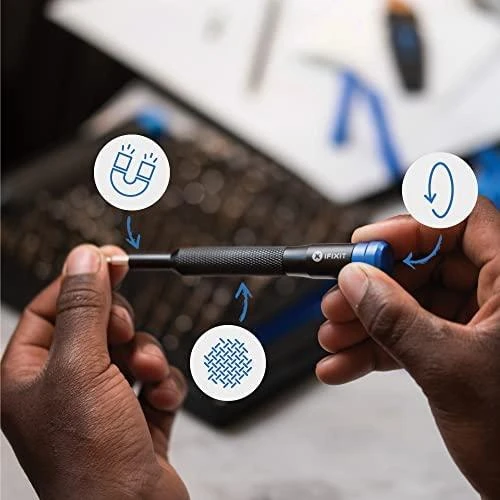 iFixit EU145307 - Įrankių rinkinys - Universalus - Atidarymo kirtiklis,Atsuktuvas,Spudger,Siurbtukas,Pincetas - Juodas,Mėlyna,Pilkas,Nerūdijantis plienas,Permatomas,Baltas - Plokščias,Apsauginis Torx,Veržliaraktis,Torx -3 pincetai