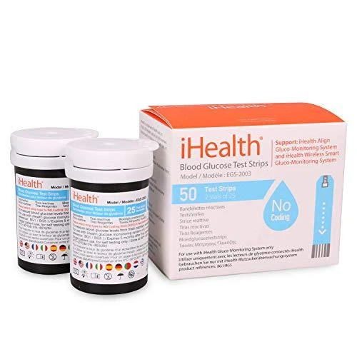 Kraujospūdžio matuoklis „iHealth Glucose EGS-2003“ gliukozės testai (50 vnt.)