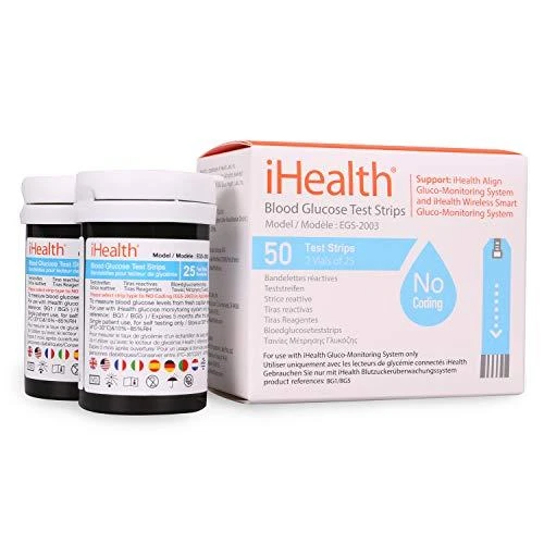 Kraujospūdžio matuoklis „iHealth Glucose EGS-2003“ gliukozės testai (50 vnt.)