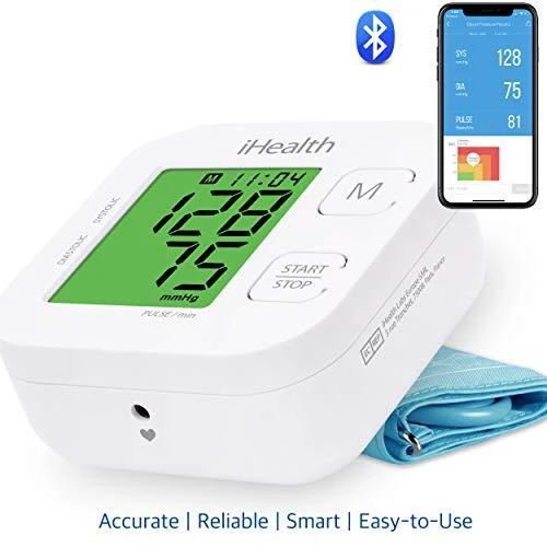Kraujospūdžio matuoklis iHealth | Trasa | KN-550BT | Baltas/Mėlyna | Kraujospūdžio (sistolinio ir diastolinio) apskaičiavimas, Širdies susitraukimų dažnio skaičiavimas | 4 | Belaidis Bluetooth ryšys | Automatinis | Svoris 438 g