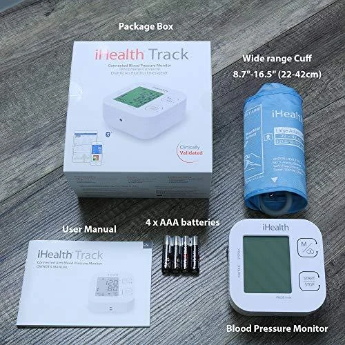 Kraujospūdžio matuoklis iHealth | Trasa | KN-550BT | Baltas/Mėlyna | Kraujospūdžio (sistolinio ir diastolinio) apskaičiavimas, Širdies susitraukimų dažnio skaičiavimas | 4 | Belaidis Bluetooth ryšys | Automatinis | Svoris 438 g
