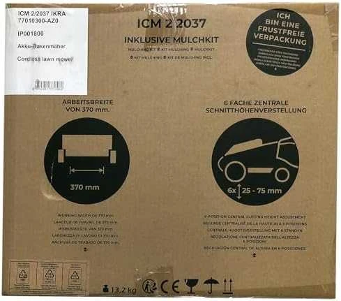 Akumuliatorinė stumiama vejapjovė 40V 2x 2.0Ah Ikra Mogatec ICM 2/2037