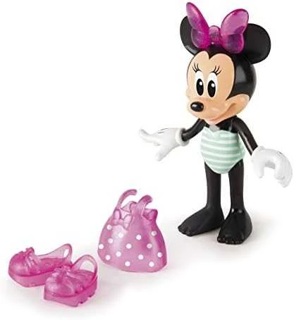 DISNEY MINNIE MOUSE MINI BEACH DOLL SPINTOS AKC APRANGA. 13 ELEMENTŲ RINKINYS