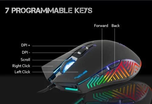Incase INCA Pelė žaidimams IMG-GT17 6400 DPI. RGB. 7 mygtukai. USB. SW retail