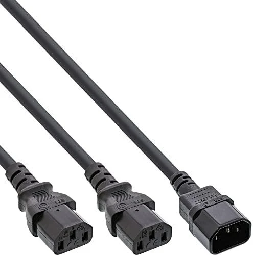 InLine Y paskirstymo kabelis, 1x IEC kištukas su 2x IEC lizdais, 1,8 m