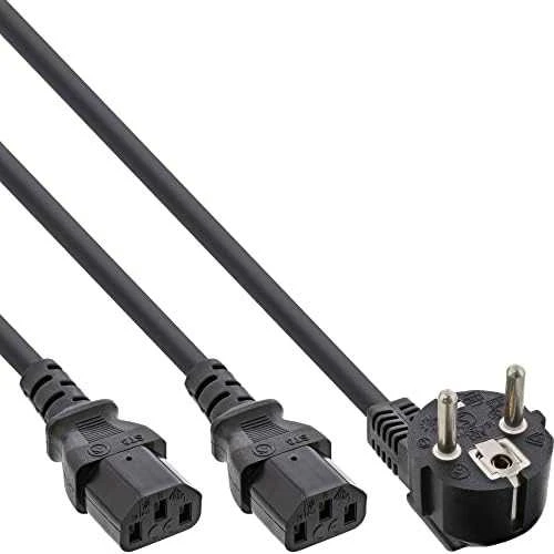 InLine Y paskirstymo kabelis, 1x SchuKo iki 2x IEC lizdai, 1,8 m