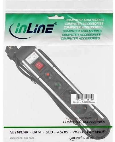 InLine apsauga nuo viršįtampių 3 lizdai 1,5 m juoda (16431A)