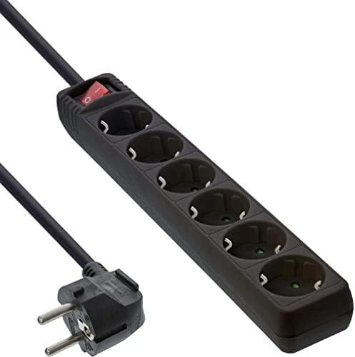 InLine maitinimo juosta 6 lizdai 1,5 m juoda (16461S)