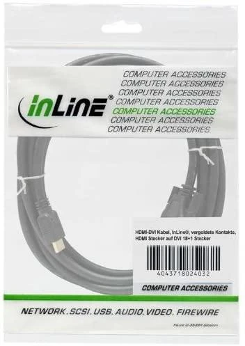 „InLine HDMI“ į DVI adapterio kabelis, didelio greičio, juodas - 1 m