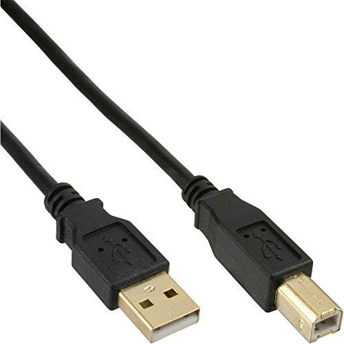 InLine USB 2.0 Cable, A to B, auksinis-plated, juodas - 2m