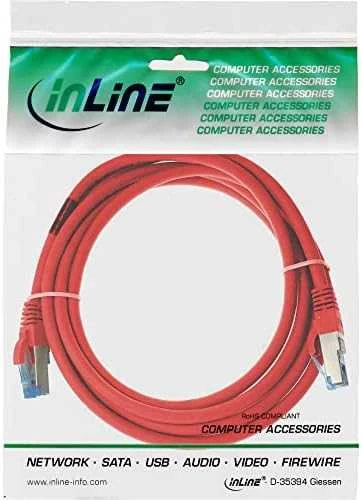 „InLine“ komutacinis kabelis Cat.6A, S/FTP (PiMf), 500MHz, raudonas – 3m