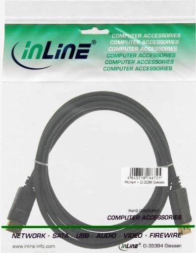 InLine 4K (UHD) DisplayPort Cable, juodas - 1m