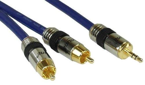 Kabelis InLine lizdas 3,5 mm – RCA (Cinch) x2 20m mėlyna (89937P)