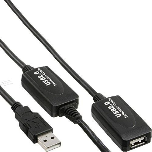 Kabelis USB InLine USB-A - USB-A 20 m Juodas (34613I)