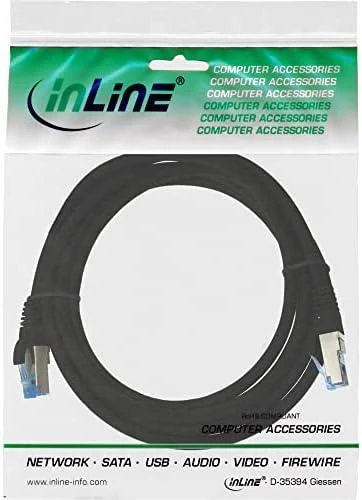 InLine Komutacinis kabelis Cat.6A, S/FTP (PiMf), 500MHz, juodas – 3m