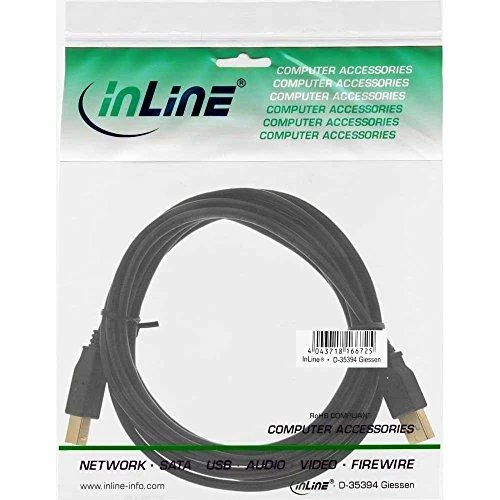 MicroConnect USB laidas InLine USB-A - USB-B 3 m juoda (34535S)