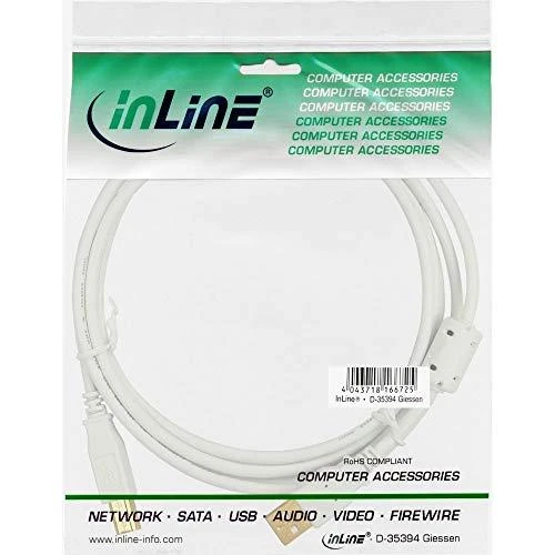 Kabelis USB InLine USB-A - USB-B 3 m Baltas (34535W)