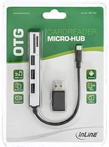 InLine OTG Micro-Hub kortelių skaitytuvas pakuotėje